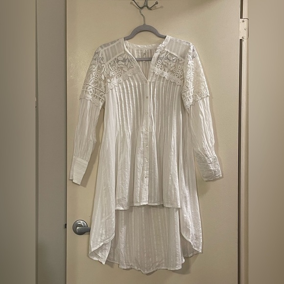 FEATHER BONE by‎ ANTHROPOLOGIE Lucille Pintucked Lace Tunic in Ivory - Picture 6 of 12